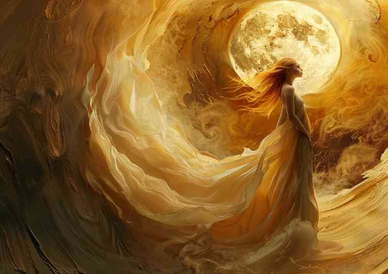 Witch of the moon in the style of dreamlike symbolism