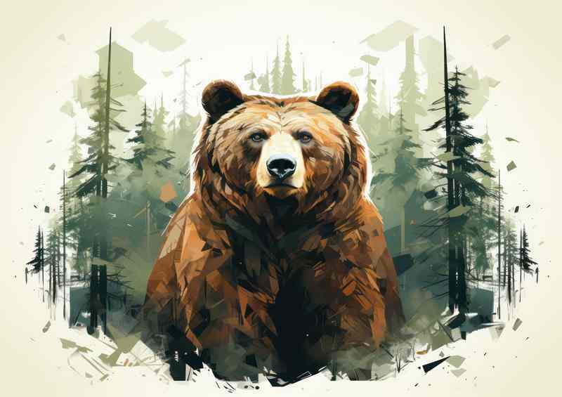 Ethereal Bear Silhouette Amidst the Pines