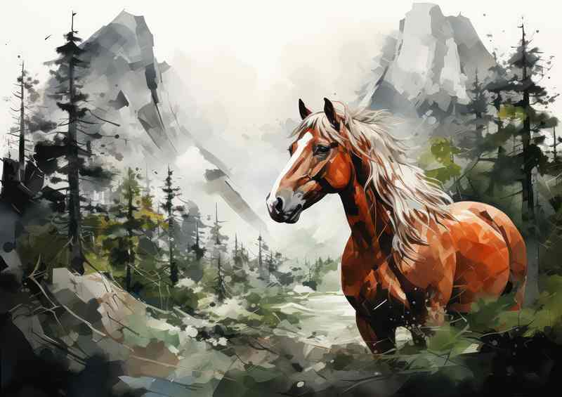 Ethereal RealmsA Horse Double Exposure Forest Wonders