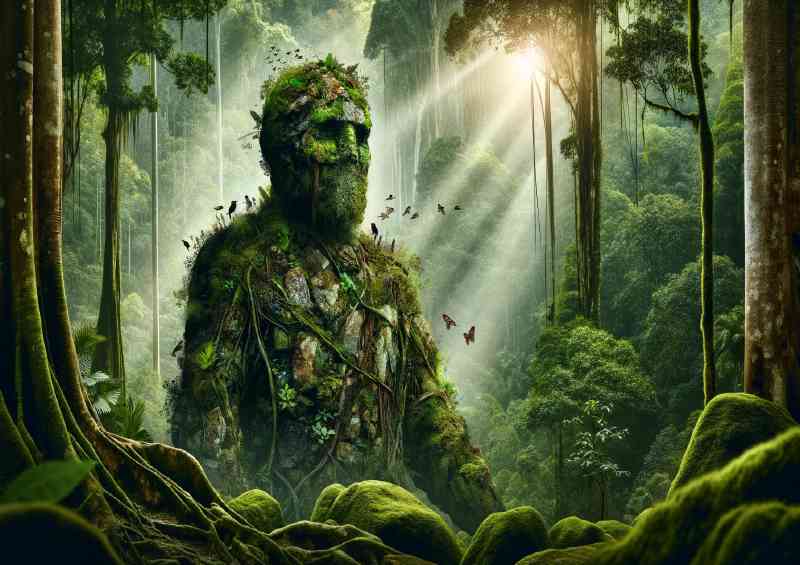 Earth giant composed of moss covered stones and ancient earth
