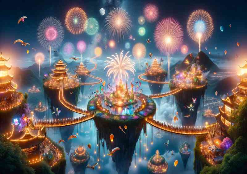 Festival on floating islands in the sky