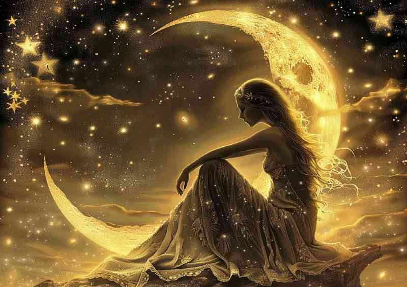 Female fantasy stargazing and moon