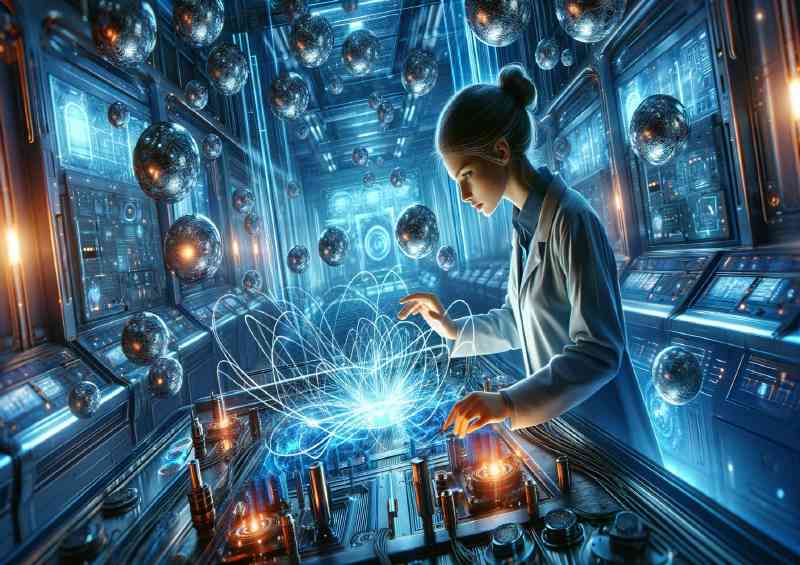 Young female scientist in a high tech lab manipulating