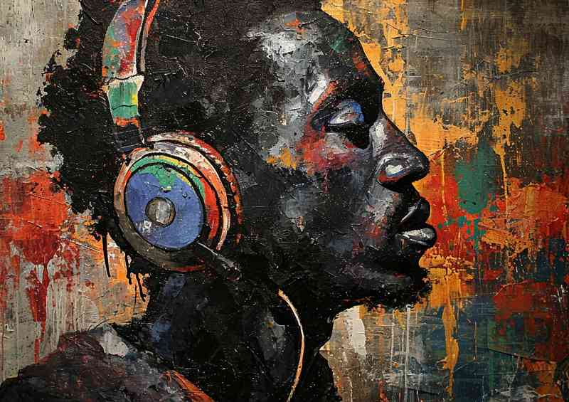 A man listning to his music with headphones on