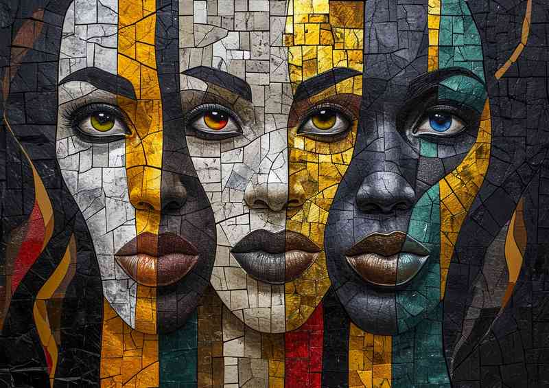 Abstract painted ladys with coloured eyes