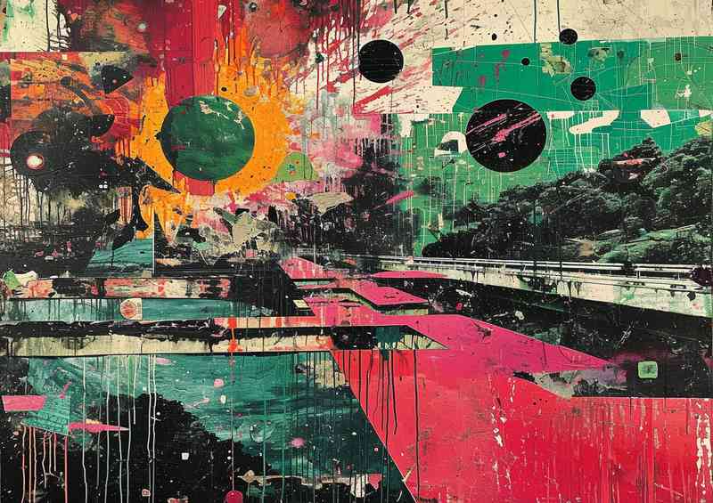 Abstract street art with mixed colours