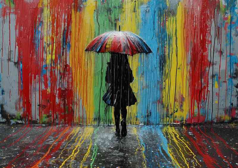Banksy style in the rain street art