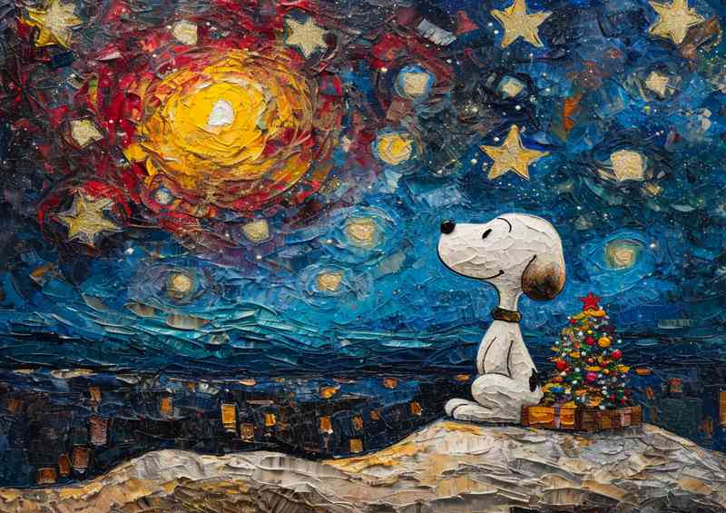 Beagle dog under the stars