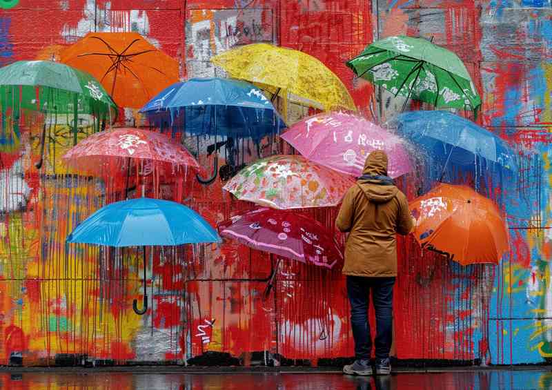 Graffiti artist works with watered down walls