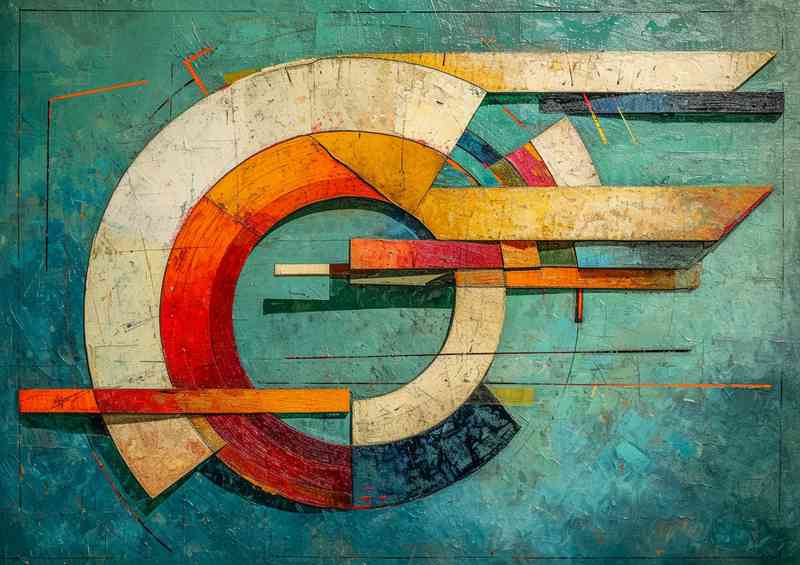 Green blue red and orange abstract