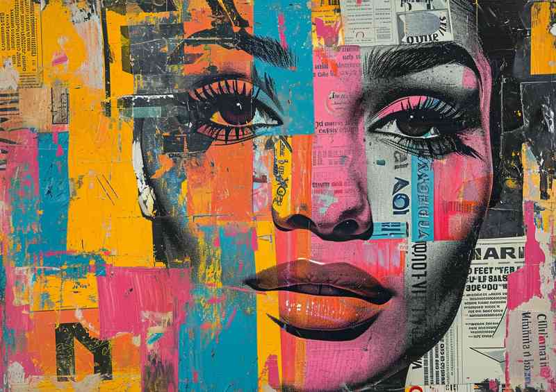 Lady pop art newspaper style