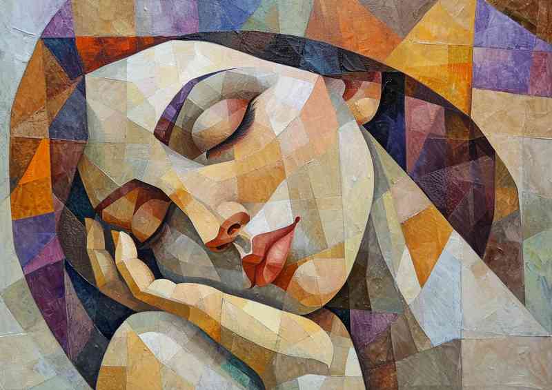 Lady sleeping in cubist style