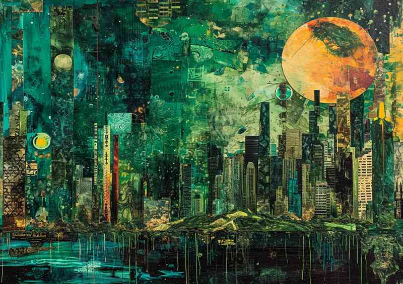 Landscape in green painted town