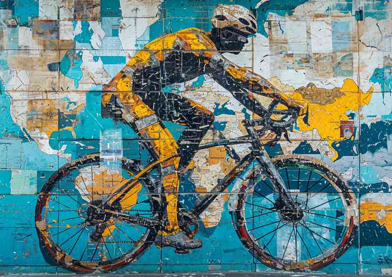 Man on a bike street wall art