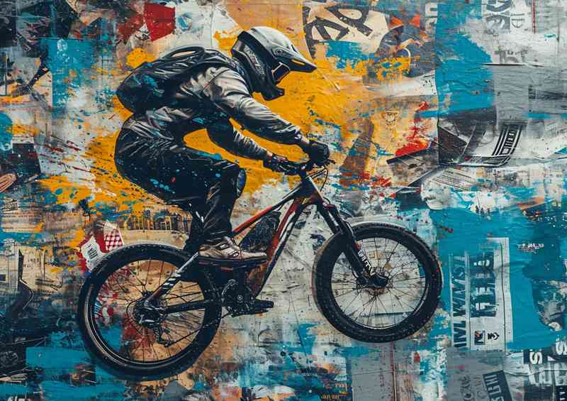 Mountain bike in the air wall art