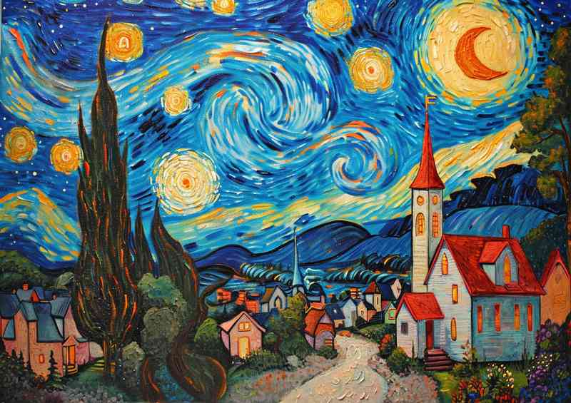 Painted house with swirly winds