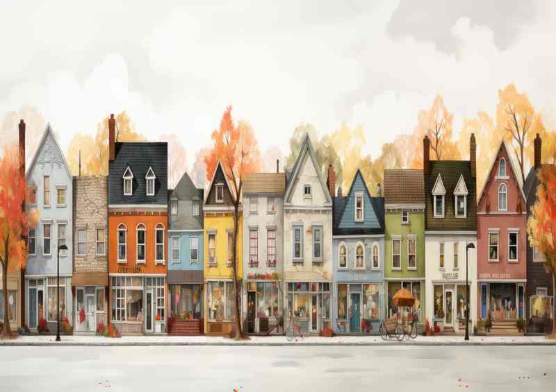 Colourful Whimsical Village Lively Scene