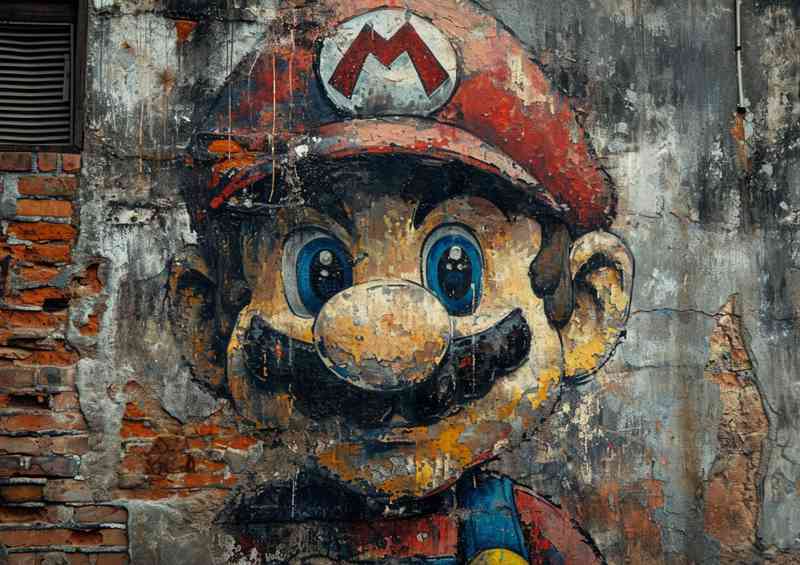 Painted street art mario graffiti style