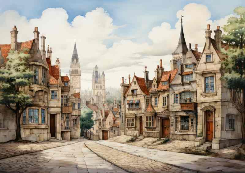 Dreamy Village Scene Art