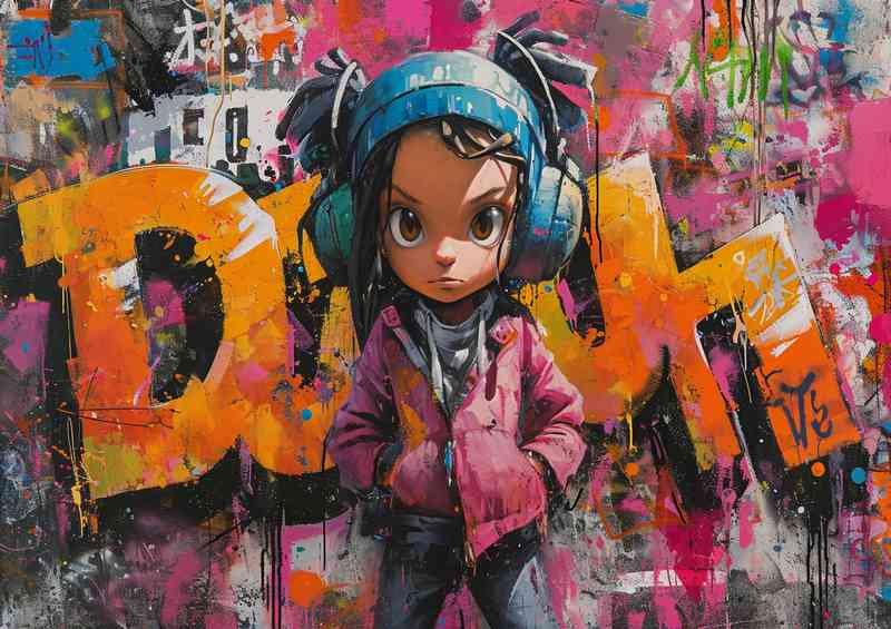 Person on a wall covered in graffiti