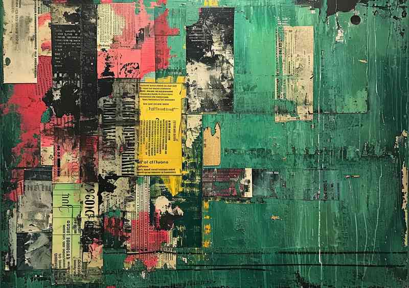 Shabby green canvas with a lot of text