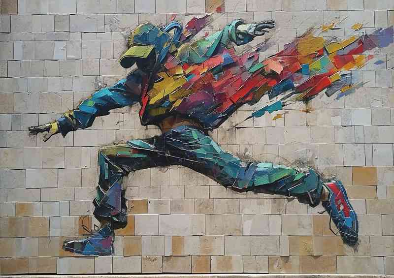 Street dancer on a painted street art wall