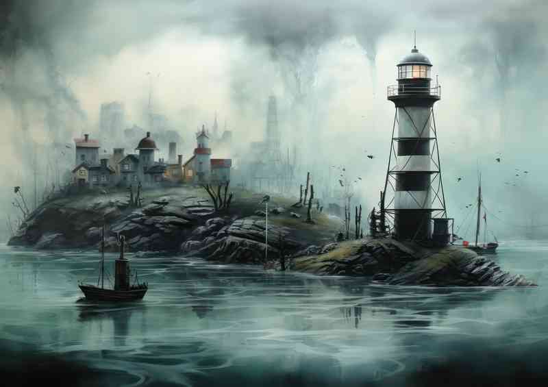 The little island where the lighthouse sits
