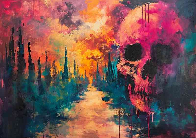 The poppy ecstasy skull and trees style art
