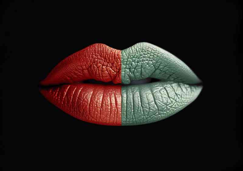 The red lips with a black background