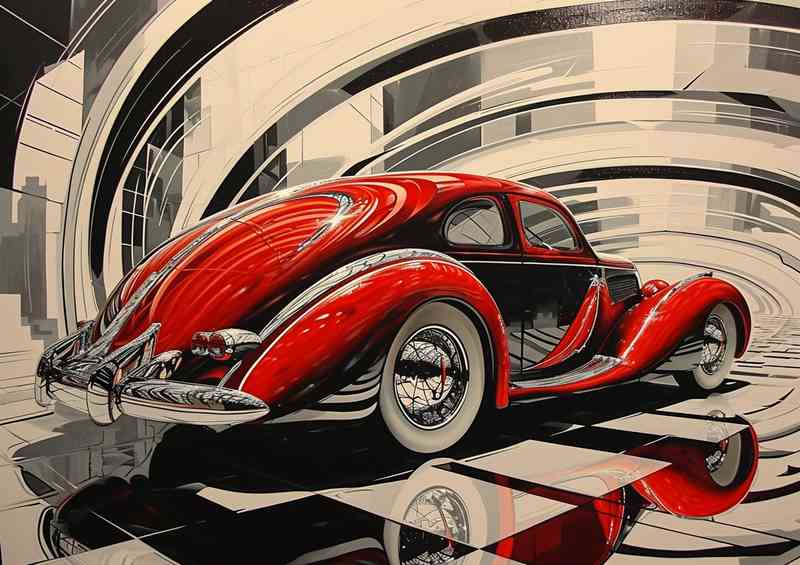 The sleek modern car surrounded by the glass tunnel