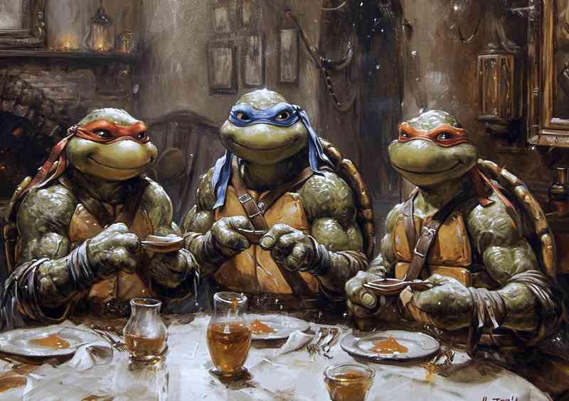 Turtles posing for a photo