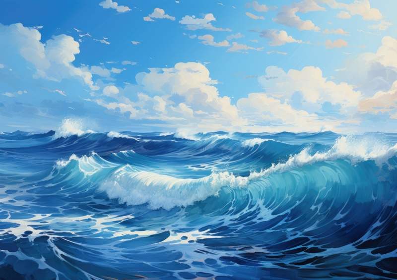 Blue Ocean with white swells | Metal Poster
