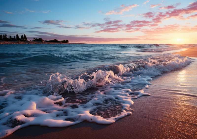 Ocean rolling on the sand beech