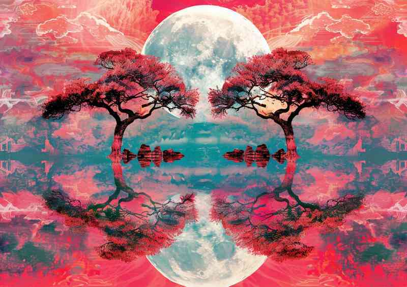 A Pair of trees with water reflections