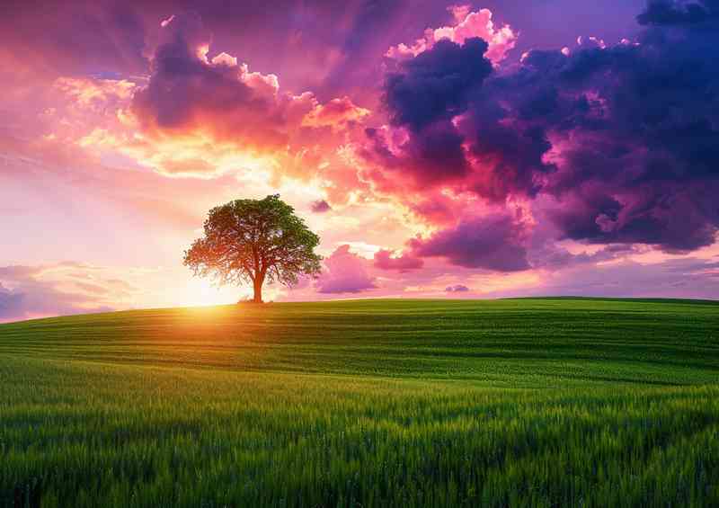 Green field with a lush sky