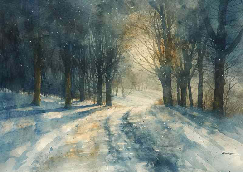 Painting in winter in the woods