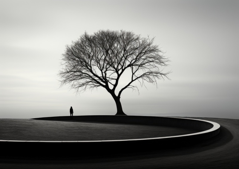 Serenity Tree black and white