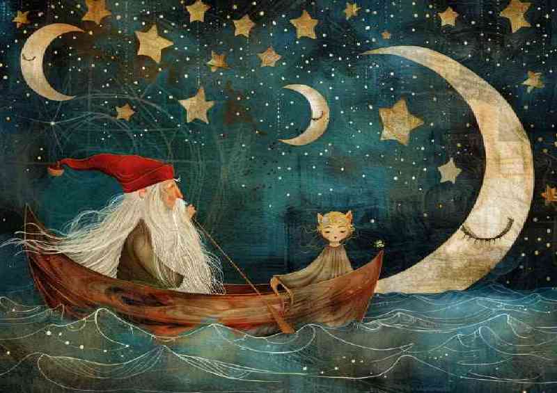 Old man with long beard and the boat