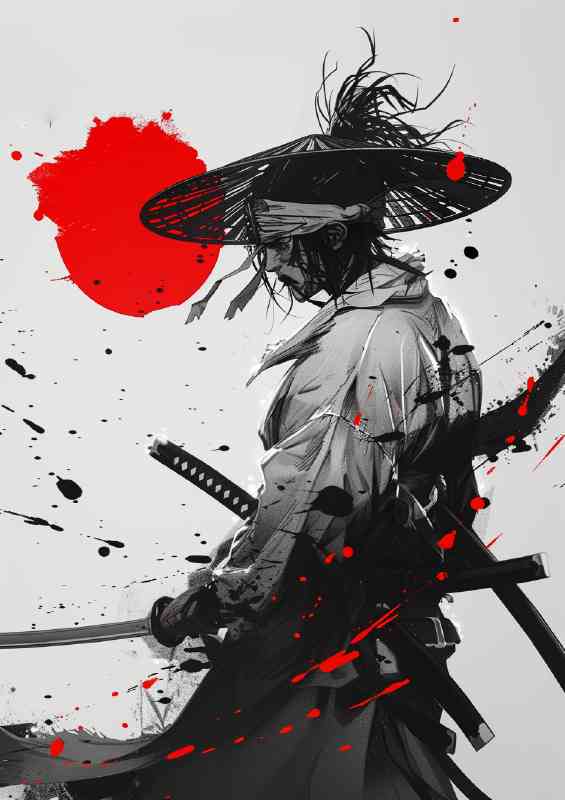 Japanese style Samurai with an Uchiha headband Art | Metal Poster