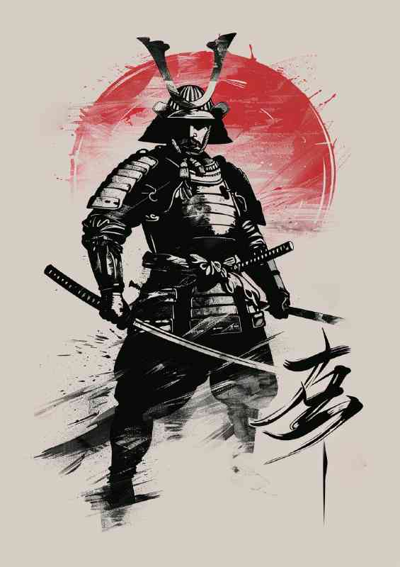 black_and_white_samurai_poster_design_with_brush_st_e64943da-58a1-4c57-a6a3-b32ddbaab7e0 | Metal Poster