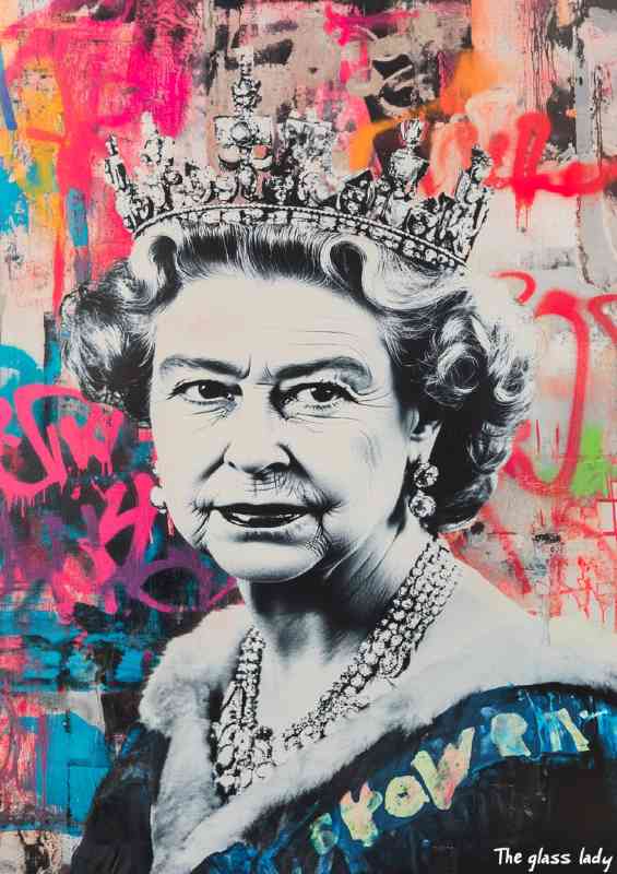 Queen Elizabeth in street art style | Metal Poster