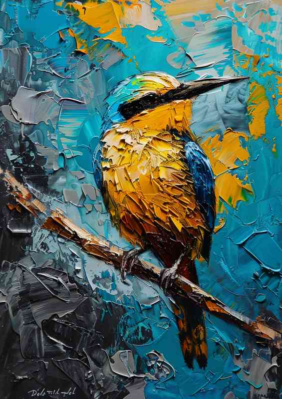 Pallet knife bule and yellow bird | Metal Poster