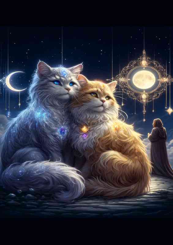 Two fluffy Cats with one having silver blue | Metal Poster