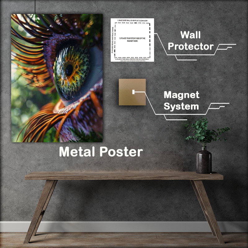 Buy Metal Poster : (Eye with trees and green foliage and wood lashes)