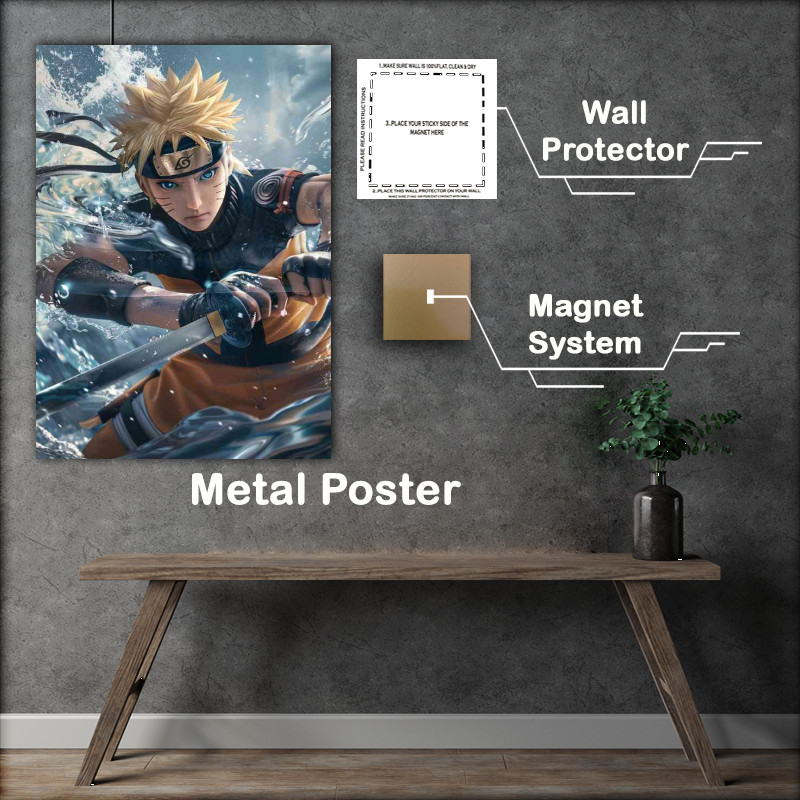 Buy Metal Poster : (Sasuke Uchiha in battle holding sword)