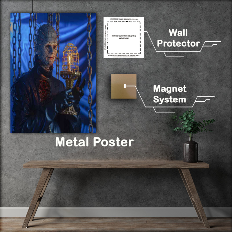 Buy Metal Poster : (Hellraisers pinhead holding an open golden candle)