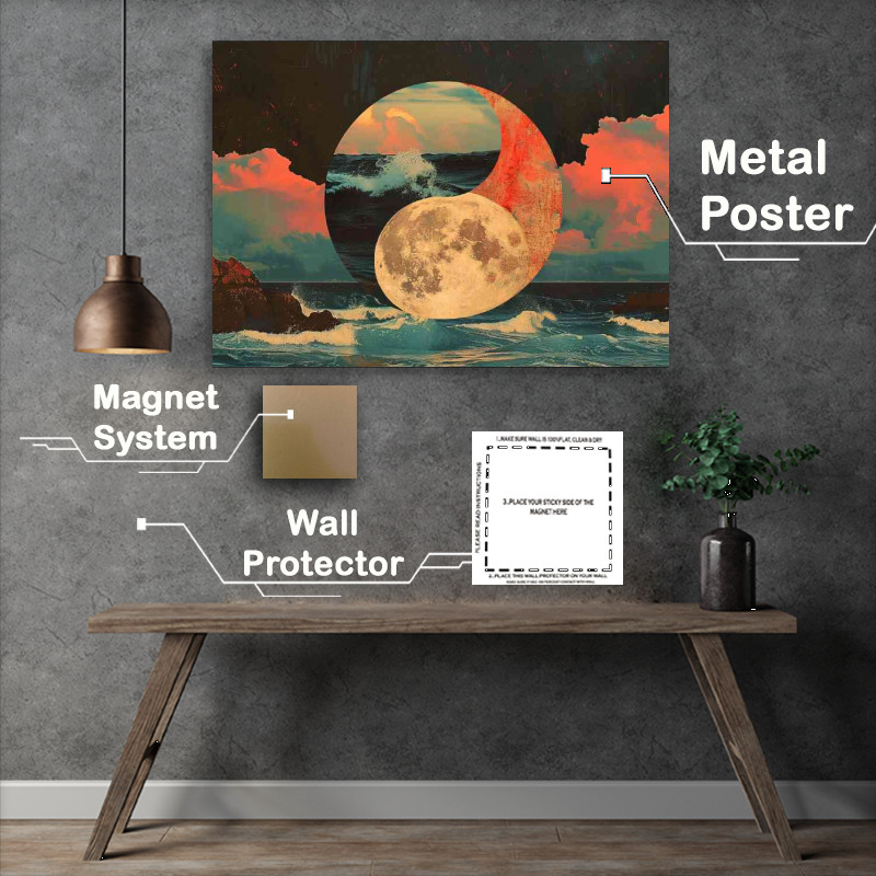 Buy Metal Poster : (Yin yang symbol with water and land poster art)
