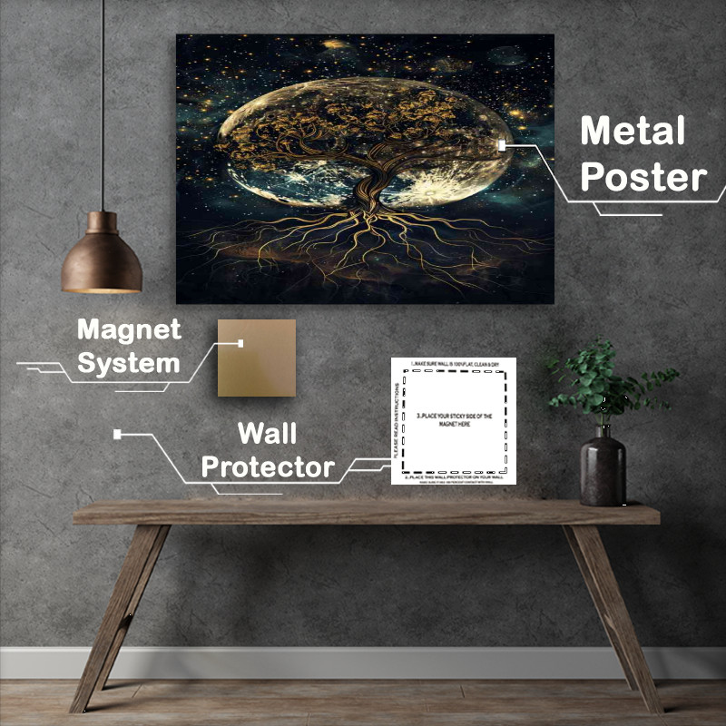 Buy Metal Poster : (Tree of life with roots and branches that reach out)