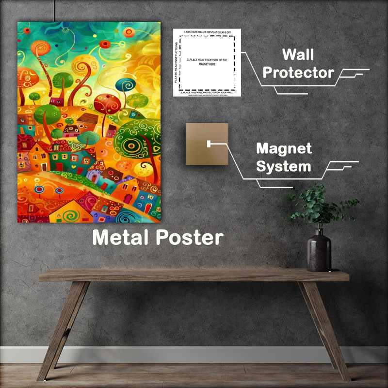 Buy Metal Poster : (The swirly tree village)