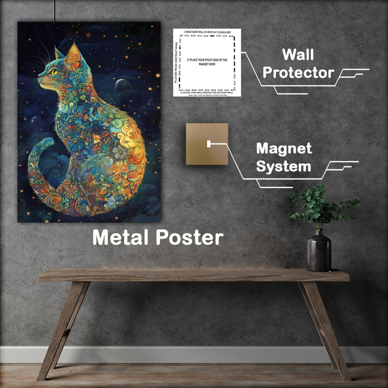 Buy : (Beautiful cat in the moon intricate patterns)
